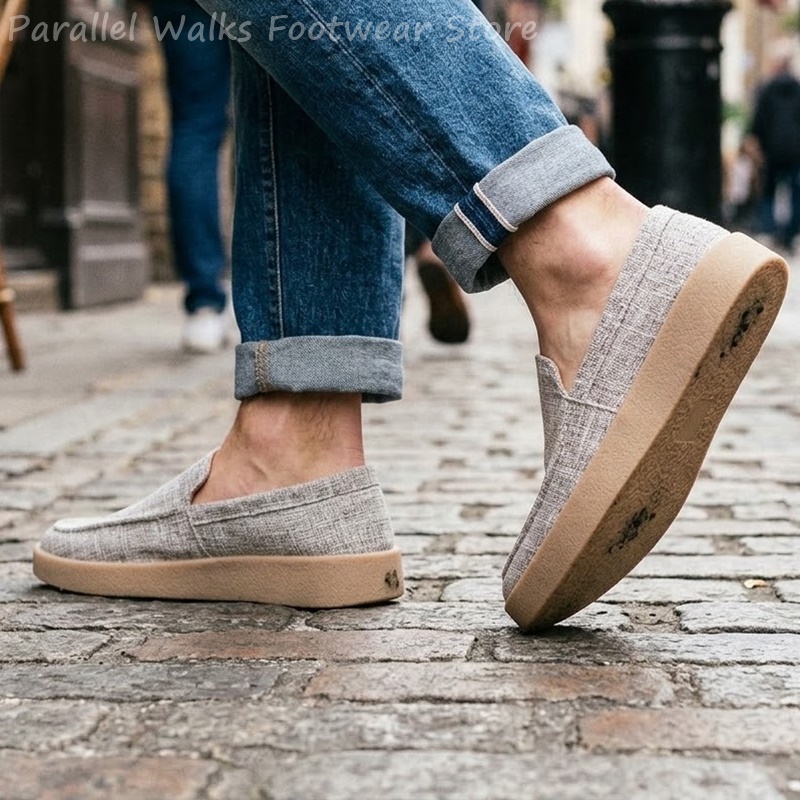 Mocassins en toile pour hommes - Espadrille Slip On avis et prix