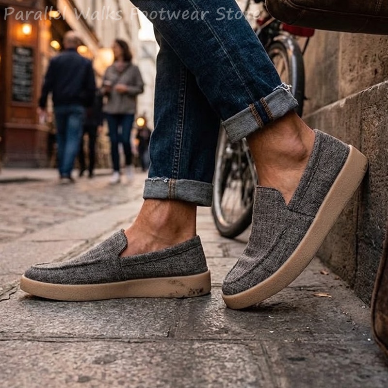 Mocassins en toile pour hommes - Espadrille Slip On avis et prix